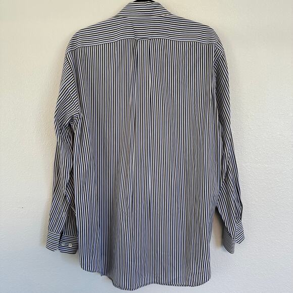 Façonnable Horizontal Stripe Mens Button Front Dress Shirt Cotton Small - Picture 4 of 8